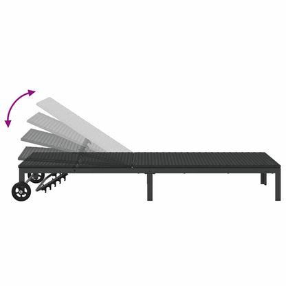 Sonnenliege 1-Person Schwarz 60 x 200 x 27cm Poly-Rattan