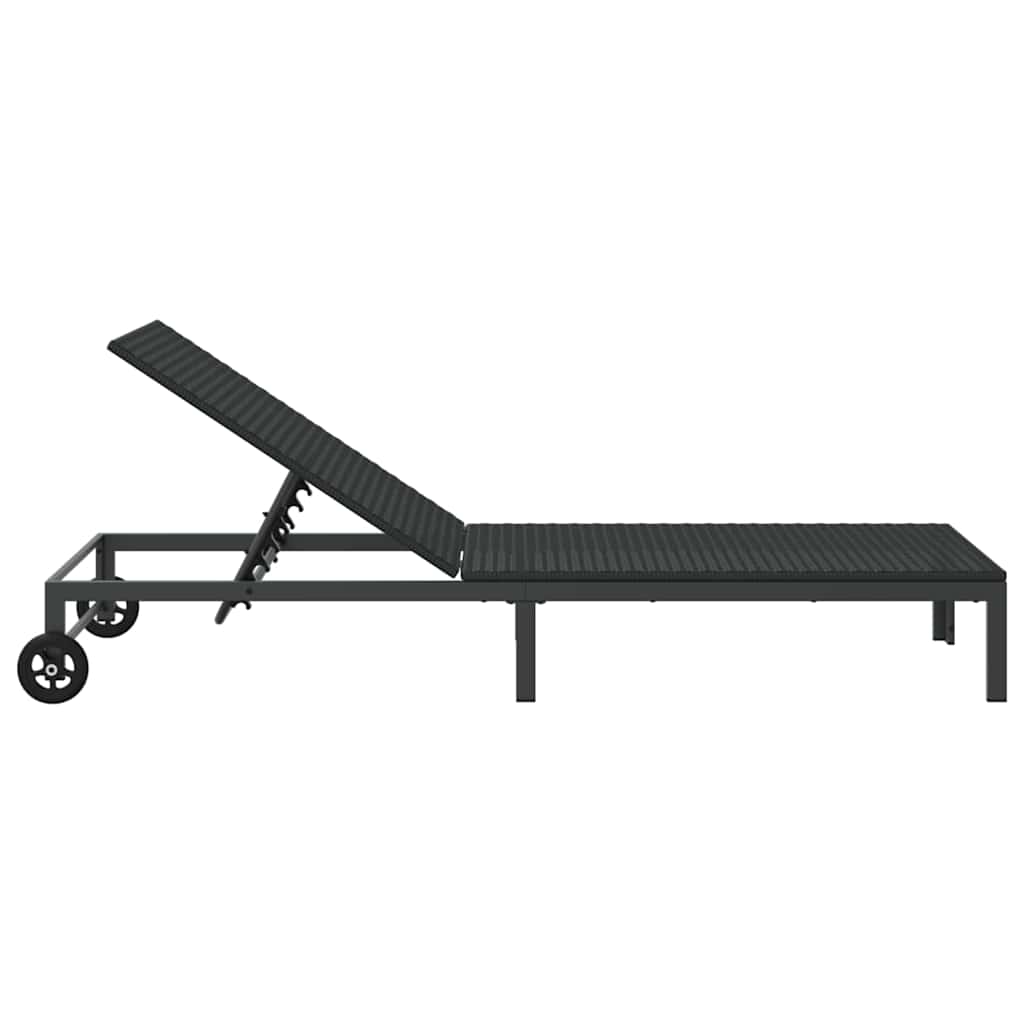 Sonnenliege 1-Person Schwarz 60 x 200 x 27cm Poly-Rattan