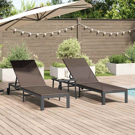 Sonnenliege 2-Person 2 pcs Braun 40 x 39 x 40,5 cm Poly-Rattan