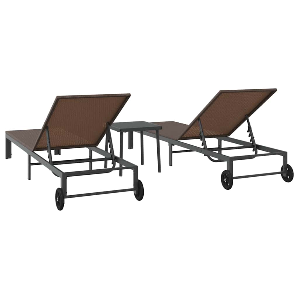 Sonnenliege 2-Person 2 pcs Braun 40 x 39 x 40,5 cm Poly-Rattan