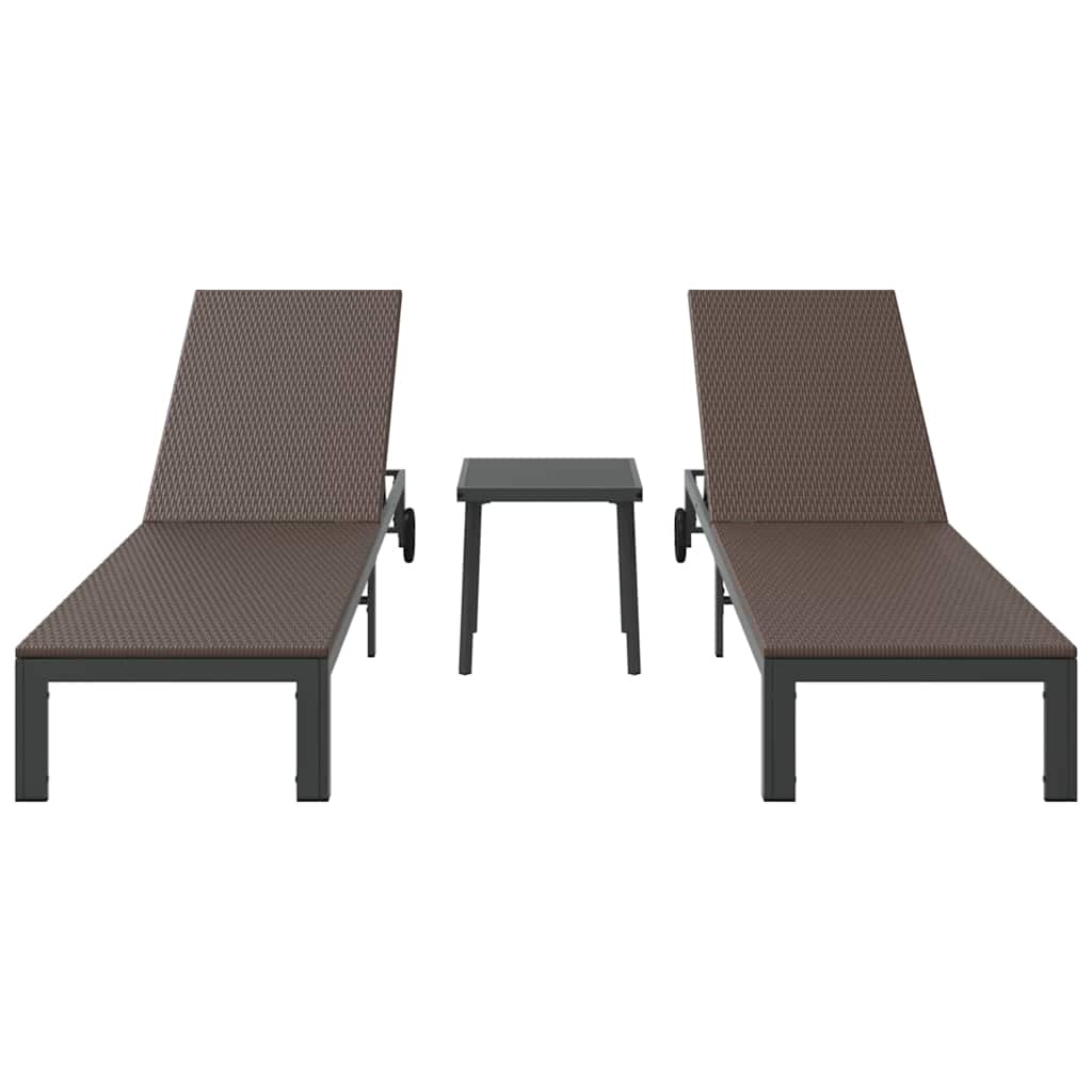 Sonnenliege 2-Person 2 pcs Braun 40 x 39 x 40,5 cm Poly-Rattan