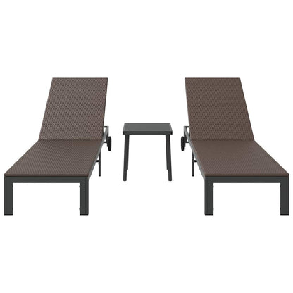 Sonnenliege 2-Person 2 pcs Braun 40 x 39 x 40,5 cm Poly-Rattan