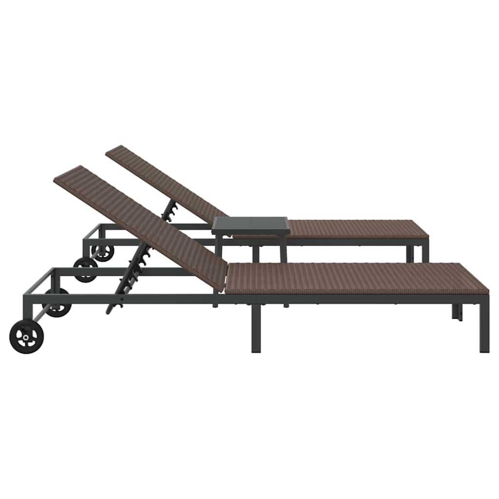 Sonnenliege 2-Person 2 pcs Braun 40 x 39 x 40,5 cm Poly-Rattan