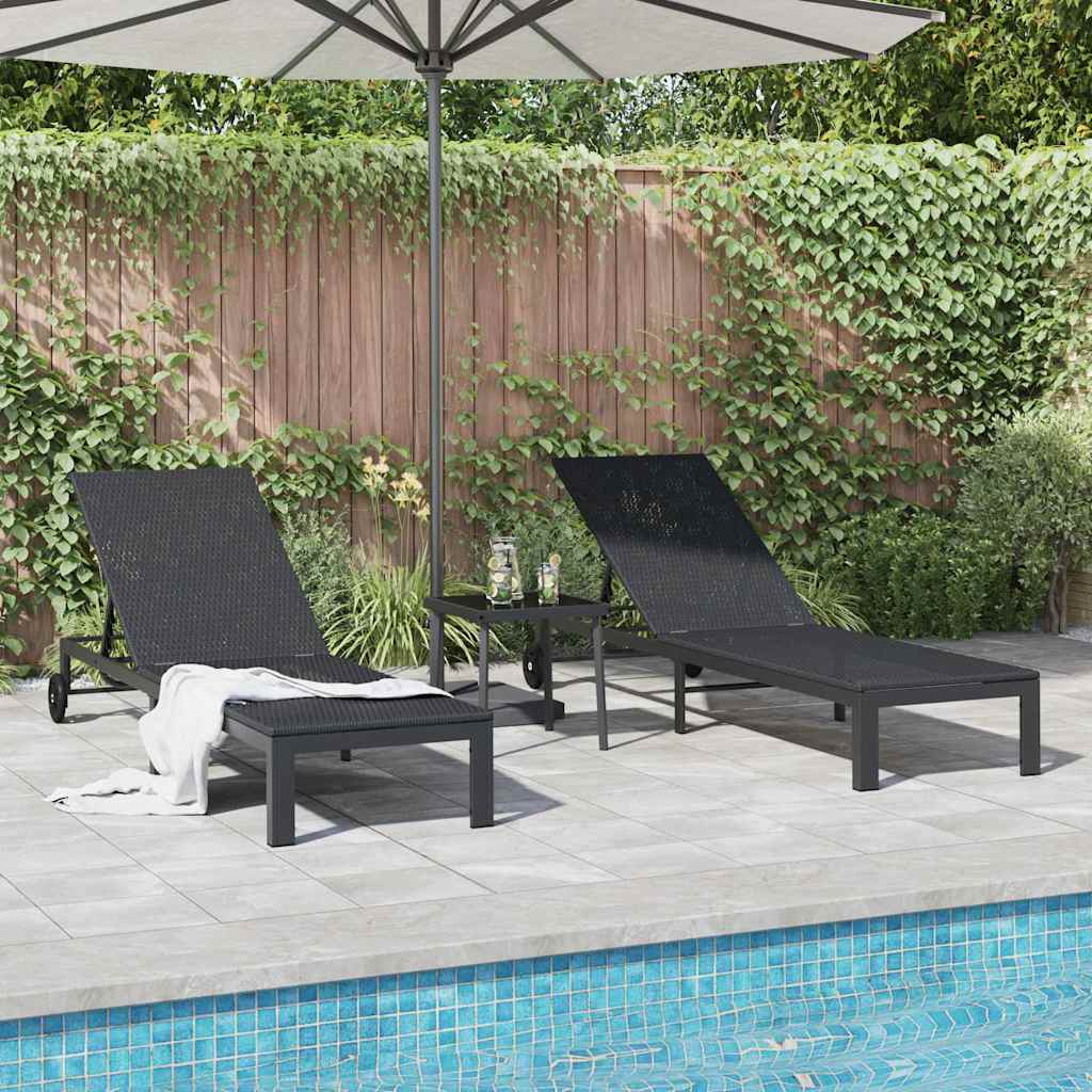 Sonnenliege 2 pcs Schwarz 40 x 39 x 40,5 cm Poly-Rattan