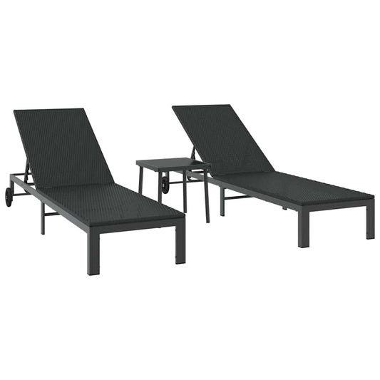 Sonnenliege 2 pcs Schwarz 40 x 39 x 40,5 cm Poly-Rattan