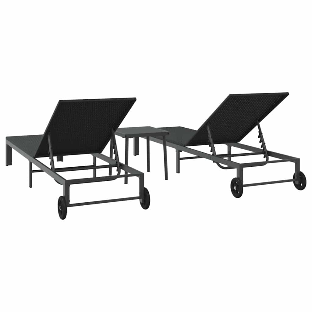 Sonnenliege 2 pcs Schwarz 40 x 39 x 40,5 cm Poly-Rattan