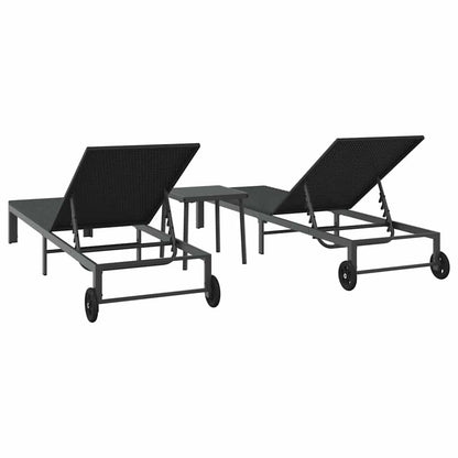 Sonnenliege 2 pcs Schwarz 40 x 39 x 40,5 cm Poly-Rattan