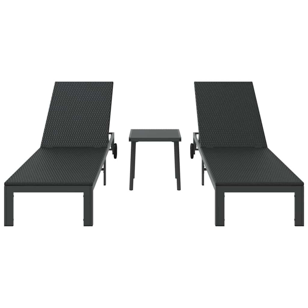 Sonnenliege 2 pcs Schwarz 40 x 39 x 40,5 cm Poly-Rattan