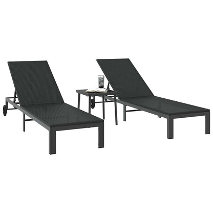 Sonnenliege 2 pcs Schwarz 40 x 39 x 40,5 cm Poly-Rattan
