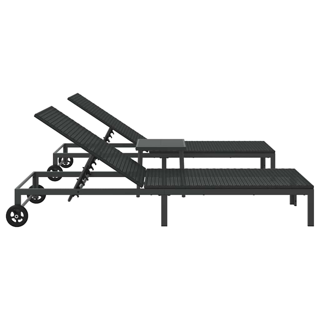 Sonnenliege 2 pcs Schwarz 40 x 39 x 40,5 cm Poly-Rattan