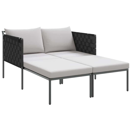 Sonnenliege mit Kissen Anthrazit 115 x 153 x 69.5cm Stahl