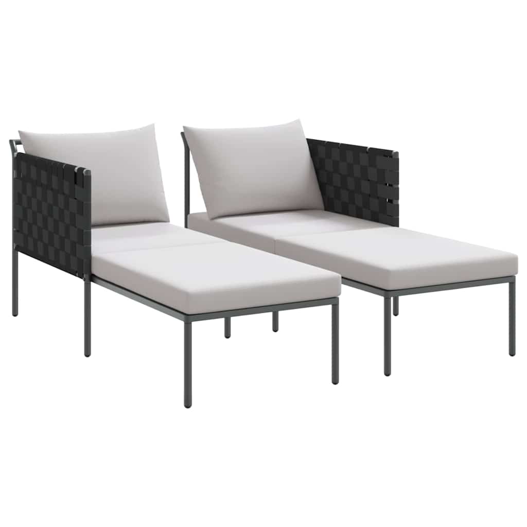 Sonnenliege mit Kissen Anthrazit 115 x 153 x 69.5cm Stahl