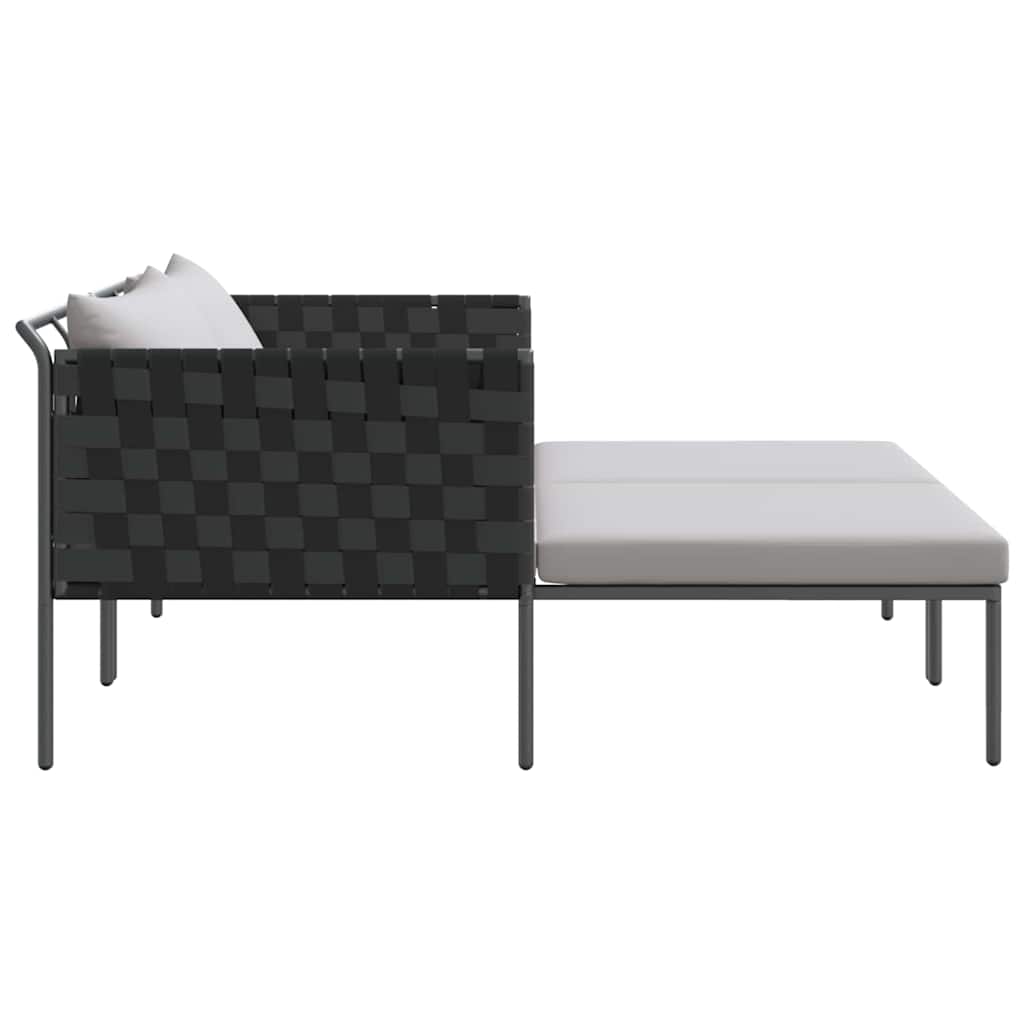 Sonnenliege mit Kissen Anthrazit 115 x 153 x 69.5cm Stahl
