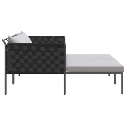 Sonnenliege mit Kissen Anthrazit 115 x 153 x 69.5cm Stahl