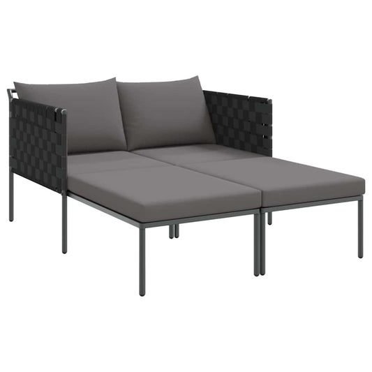 Sonnenliege mit Kissen Anthrazit 115 x 153 x 69.5cm Stahl