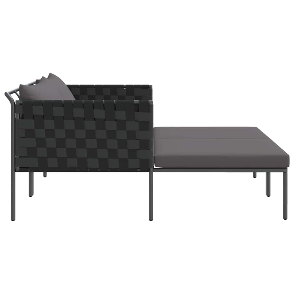 Sonnenliege mit Kissen Anthrazit 115 x 153 x 69.5cm Stahl