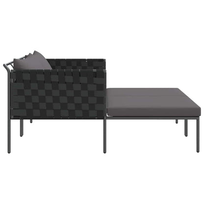 Sonnenliege mit Kissen Anthrazit 115 x 153 x 69.5cm Stahl