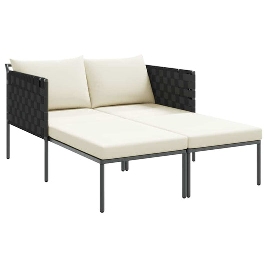 Sonnenliege mit Kissen Anthrazit 115 x 153 x 69.5cm Stahl