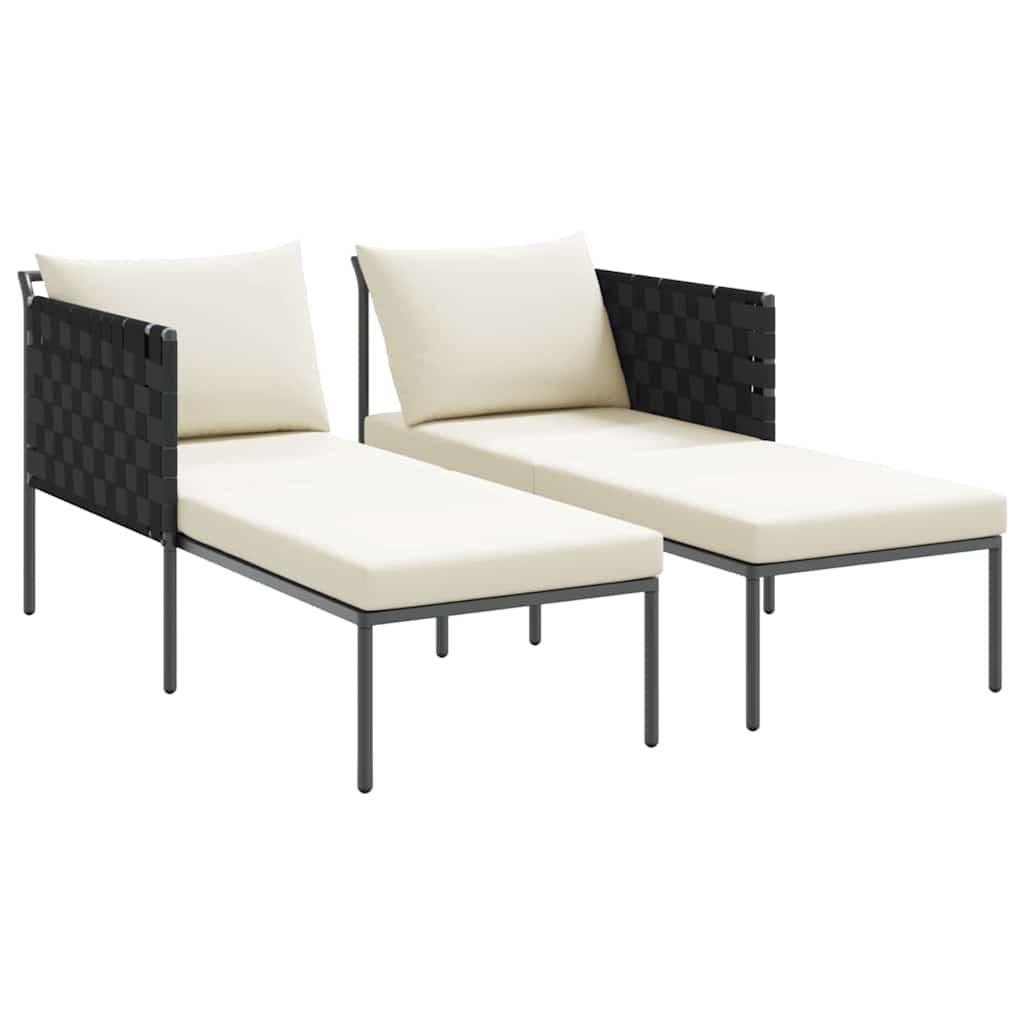 Sonnenliege mit Kissen Anthrazit 115 x 153 x 69.5cm Stahl