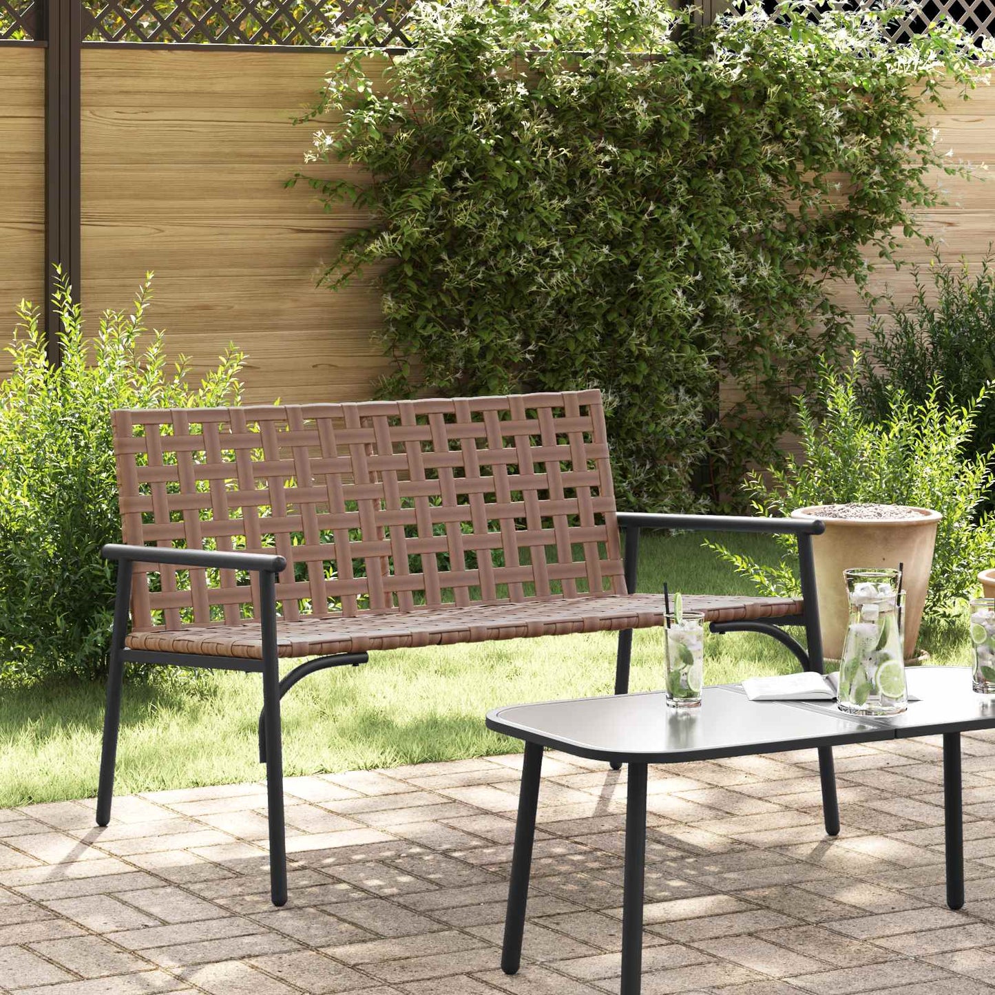 Gartenstuhl Schwarz 113 x 79 x 75cm Poly-Rattan