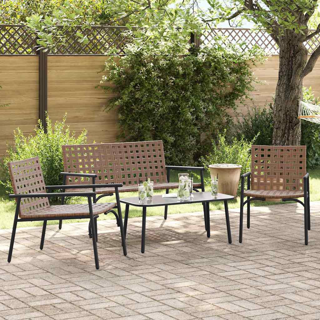 Garten Essgruppe 4 pcs Braun Poly-Rattan