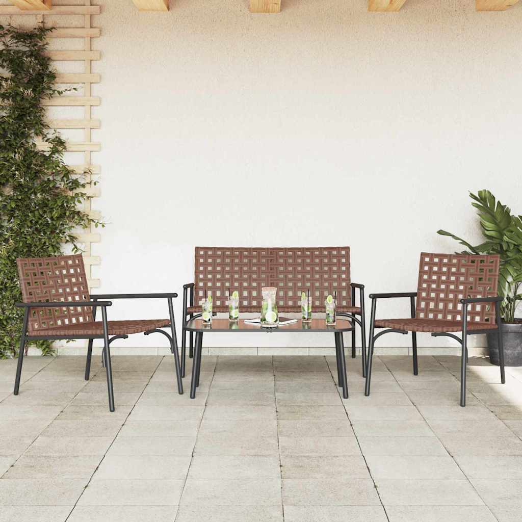 Garten Essgruppe 4 pcs Braun Poly-Rattan