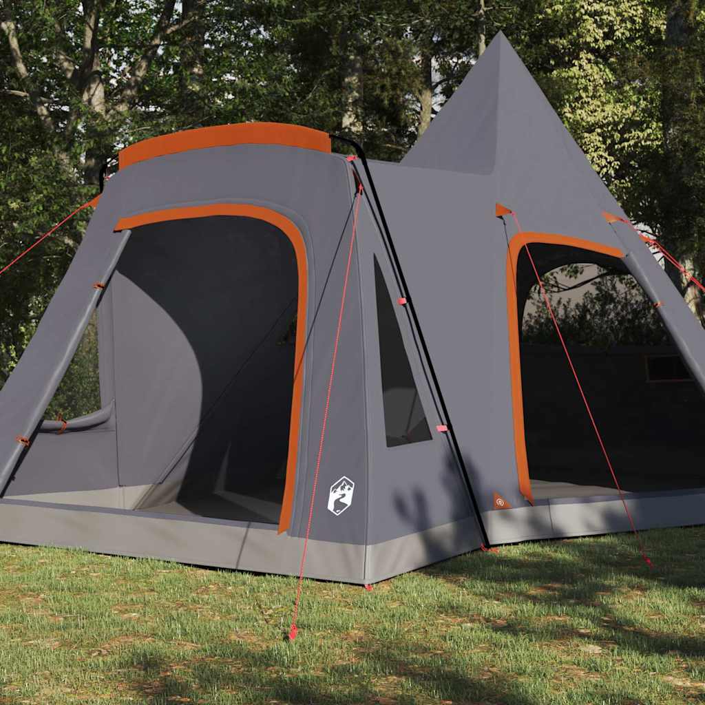 Teepee Zelt mit Dach Grau und Orange 545 x 450 x 295 cm