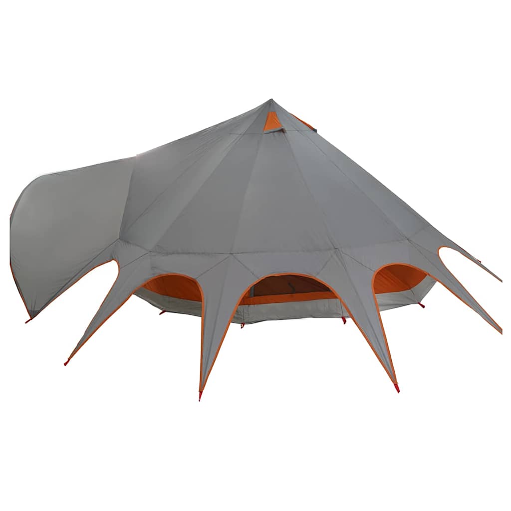 Teepee Zelt mit Dach Grau und Orange 600 x 600 x 347 cm