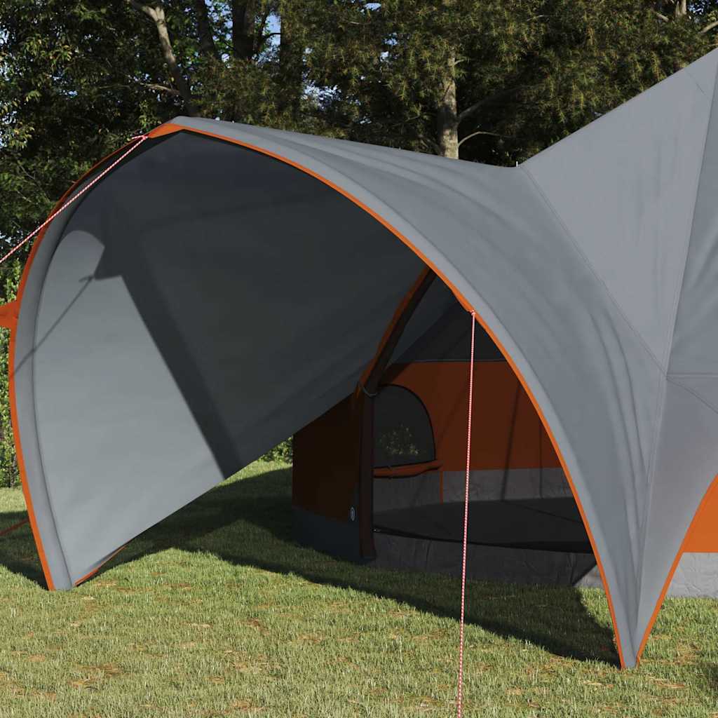 Teepee Zelt mit Dach Grau und Orange 600 x 600 x 347 cm