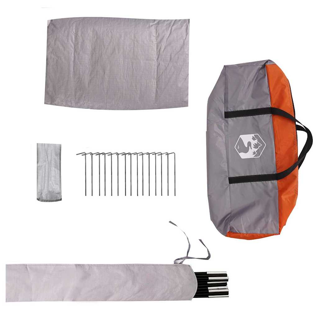 Kuppelzelt mit Dach Grau und Orange 505 x 450 x 248 cm