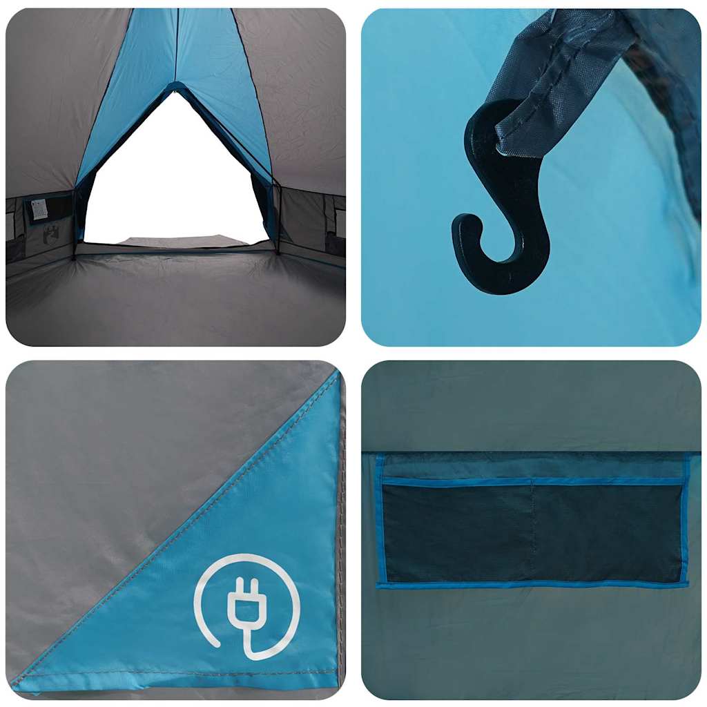 Teepee Zelt mit Dach Blau und Grau 490 x 410 x 210 cm