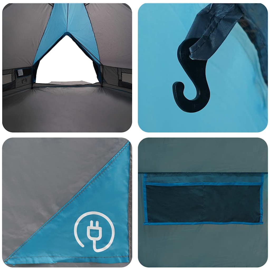 Teepee Zelt mit Dach Blau und Grau 490 x 410 x 210 cm