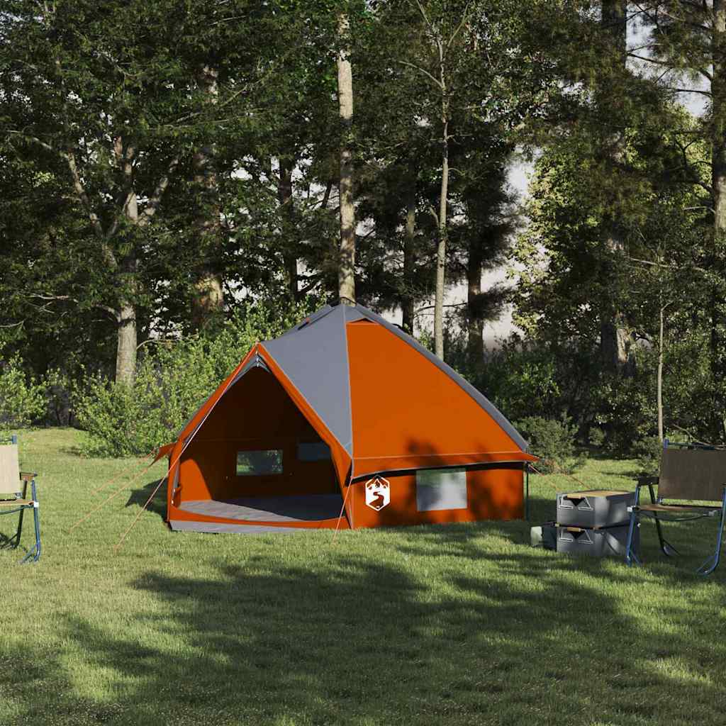 Teepee Zelt mit Dach Grau und Orange 490 x 410 x 210 cm