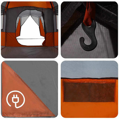 Familienzelt mit Dach Grau und Orange 745 x 700 x 217 cm