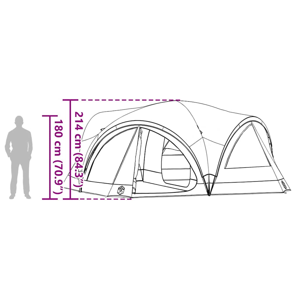 Familienzelt mit Dach Blau und Grau 460 x 430 x 214 cm