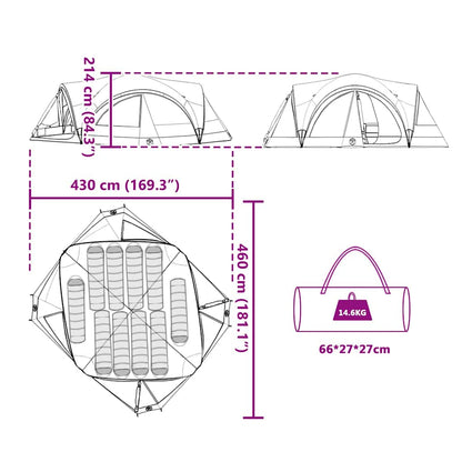 Familienzelt mit Dach Blau und Grau 460 x 430 x 214 cm