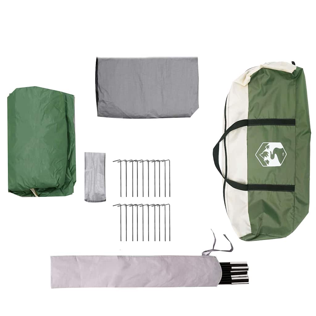 Familienzelt mit Dach Grün und Weiß 324 x 255 x 230 cm