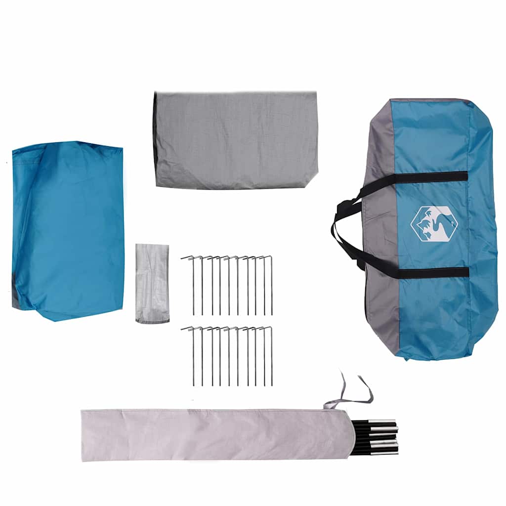 Familienzelt mit Dach Blau und Grau 324 x 255 x 230 cm