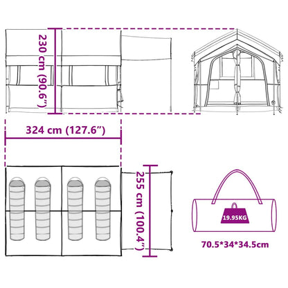 Familienzelt mit Dach Blau und Grau 324 x 255 x 230 cm