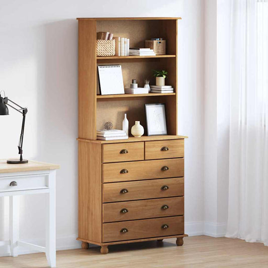 Hutch mit Schubladen Braun 91 x 40 x 200,5 cm Massivholz Kiefer