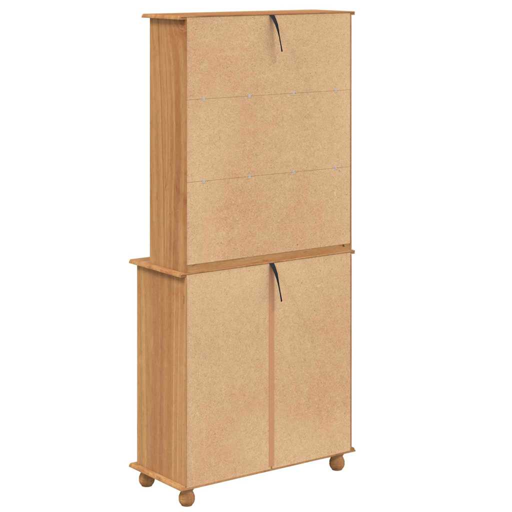 Hutch mit Schubladen Braun 91 x 40 x 200,5 cm Massivholz Kiefer