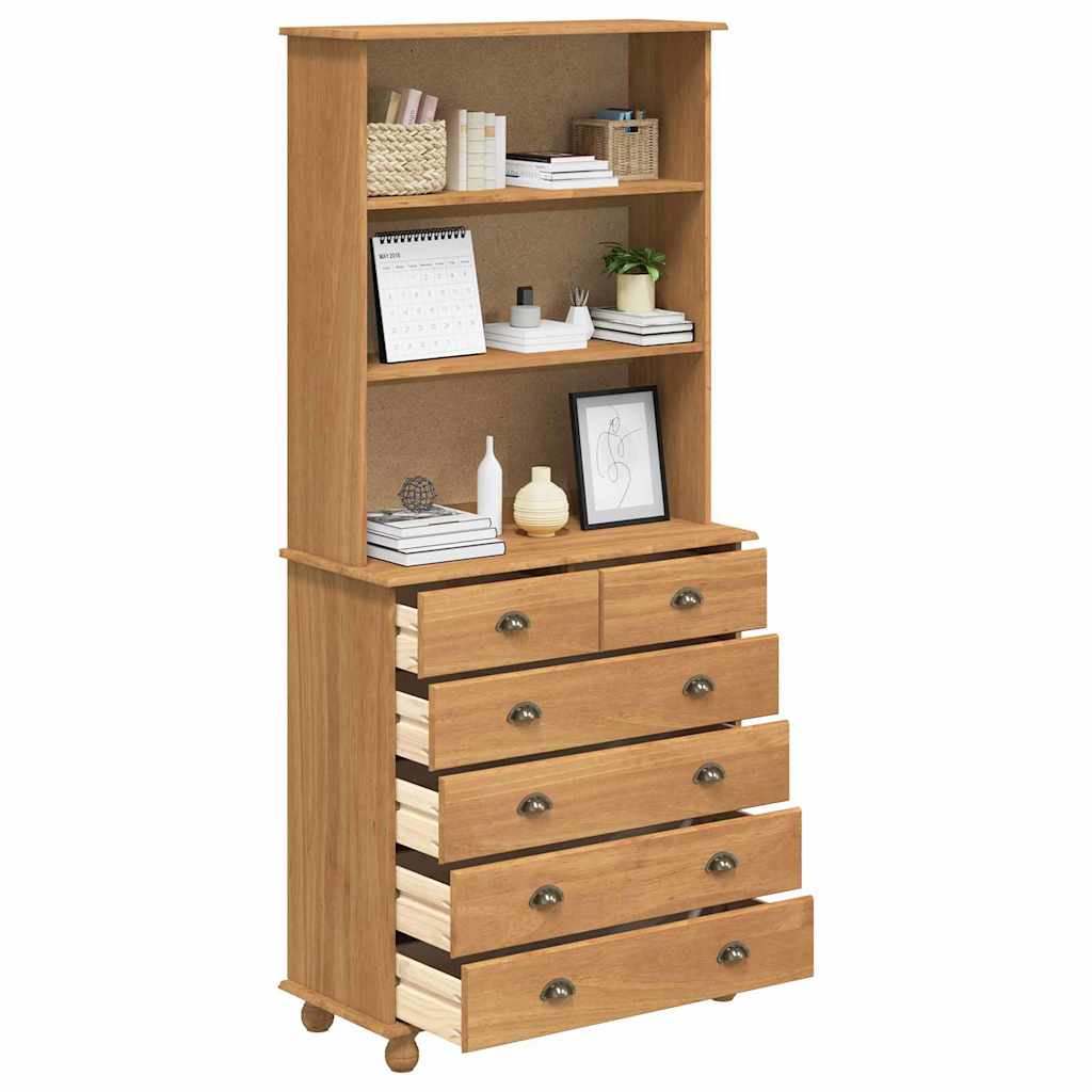 Hutch mit Schubladen Braun 91 x 40 x 200,5 cm Massivholz Kiefer