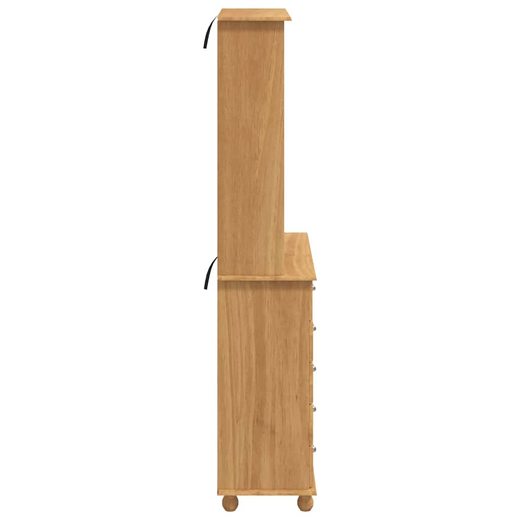 Hutch mit Schubladen Braun 91 x 40 x 200,5 cm Massivholz Kiefer