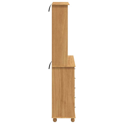 Hutch mit Schubladen Braun 91 x 40 x 200,5 cm Massivholz Kiefer