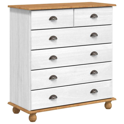 Hutch mit Schubladen Weiß 91 x 40 x 200,5 cm Massivholz Kiefer
