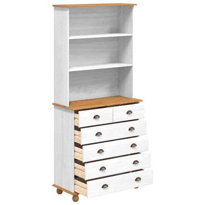 Hutch mit Schubladen Weiß 91 x 40 x 200,5 cm Massivholz Kiefer