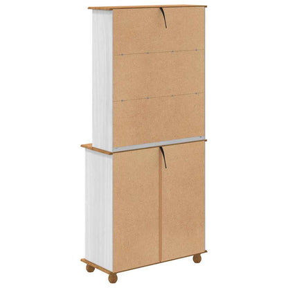 Hutch mit Schubladen Weiß 91 x 40 x 200,5 cm Massivholz Kiefer