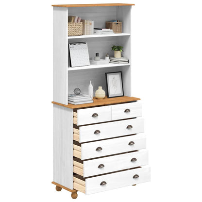 Hutch mit Schubladen Weiß 91 x 40 x 200,5 cm Massivholz Kiefer