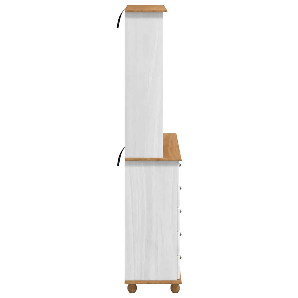 Hutch mit Schubladen Weiß 91 x 40 x 200,5 cm Massivholz Kiefer