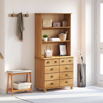 Hutch mit Regal Honigbraun 91 x 40 x 184 cm Massivholz Kiefer